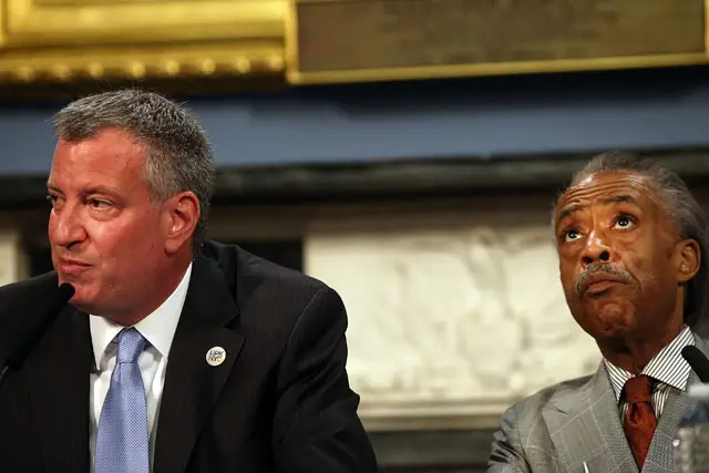 Mayor de Blasio and the Rev. Al Sharpton at last week's summit about NYPD and community relations